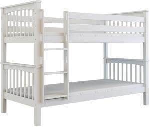 Etagenbett Kinderbett DAVID Buchenholz massiv 200x90 cm weiß