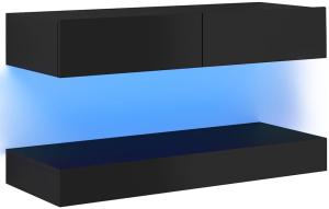 vidaXL TV-Schrank mit LED-Leuchten Hochglanz-Schwarz 90x35 cm