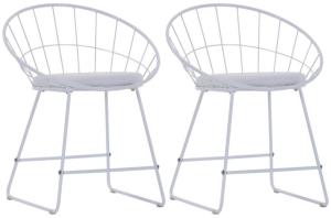 vidaXL Esszimmerstühle mit Kunstledersitzen 2 Stk. Weiß Stahl