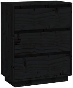 Sideboard Schwarz 60x34x75 cm Massivholz Kiefer [813364]