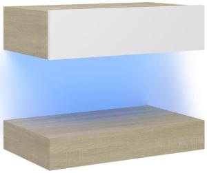 vidaXL TV-Schrank mit LED-Leuchten Weiß Sonoma-Eiche 60x35 cm