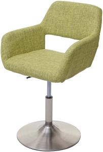 Esszimmerstuhl HWC-A50 III, Stuhl Küchenstuhl, Retro 50er Jahre, Stoff/Textil ~ hellgrün, Fuß gebürstet