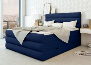Stylefy Raphael Boxspringbett Velours KRONOS Blau 180x200 cm