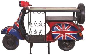 Sit Möbel Stehtisch UK aus einem recyceltem Roller L = 170 x B = 66 x H = 105 cm rot mit britischer Flagge
