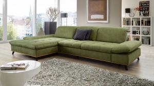 Ecksofa MARTINIQUE L-Sofa Stoff grün Sitztiefenverstellung