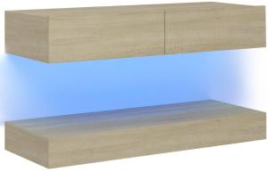 vidaXL TV-Schrank mit LED-Leuchten Sonoma-Eiche 90x35 cm