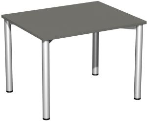 Schreibtisch '4 Fuß Flex', feste Höhe 100x80cm, Graphit / Silber