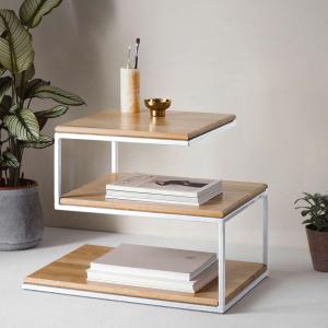Cube Layer Table Eichenholz /Gestell Weiß
