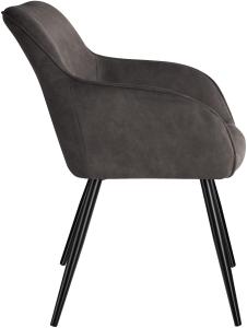 6er Set Stuhl Marilyn Stoff, schwarze Stuhlbeine - dunkelgrau/schwarz
