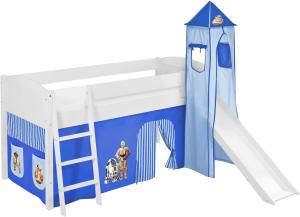 Lilokids 'Ida 4106' Spielbett 90 x 200 cm, Star Wars Blau, Kiefer massiv, mit Turm, Rutsche und Vorhang
