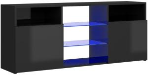 vidaXL TV-Schrank mit LED-Leuchten Hochglanz-Schwarz 120x30x50 cm
