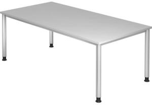 Schreibtisch HS2E 4-Fuß rund 200x100cm Grau Gestellfarbe: Silber