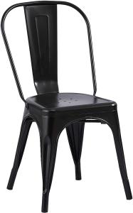 Esszimmerstuhl Metallstuhl Bistrostuhl stapelbar schwarz matt LARA 524026