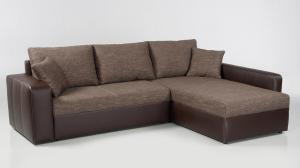 Ecksofa VIPER Sofa in braun mit Bettfunktion und Kissen