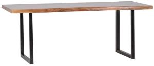 MiaMöbel Esstisch 'Vanaja' 140x90 cm, Teak/Antikschwarz Massivholz, Metall Teak Modern Indien Indisch