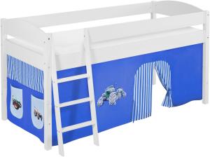 Lilokids 'Ida 4105' Spielbett 90 x 200 cm, Trecker Blau, Kiefer massiv, mit Vorhang