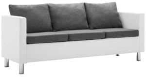 vidaXL 3-Sitzer-Sofa Kunstleder Weiß und Hellgrau