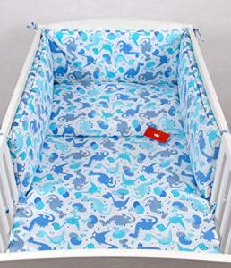 Babylux 'Dino Blau' Kinderbettwäsche 40x60/100x135 cm