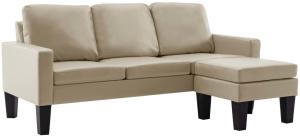 vidaXL 3-Sitzer-Sofa mit Hocker Cappuccino-Braun Kunstleder