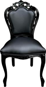 Casa Padrino Luxus Barock Esszimmer Stuhl Schwarz Lederoptik / Schwarz - Designer Stuhl - Luxus Qualität