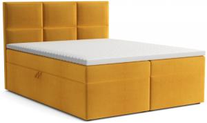 Boxspringbett Bobly mit zwei Bettkasten und Topper gelb 200 x 200 cm