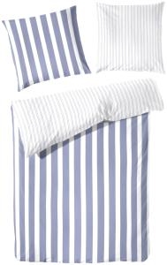 Traumhaft gut schlafen – Perkal-Bettwäsche, 2-teilig, mit Blockstreifen, in versch. Farben und Größen : 80 x 80 cm, 155 x 220 cm : Jeans