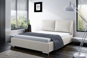 Polsterbett Bett Doppelbett GALENO 140x200 cm in Stoff Weiß