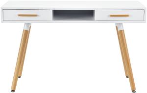 Schreibtisch 75x120x45 cm mit Schublade Retro Design Weiß Matt en. casa