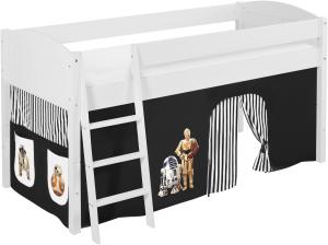 Lilokids 'Ida 4106' Spielbett 90 x 200 cm, Star Wars Schwarz, Kiefer massiv, mit Vorhang