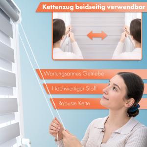 Doppelrollo Klemmfix 90 x 150 cm Rollos für Fenster Innen Klemmrollo Duorollo ohne Bohren Hellgrau