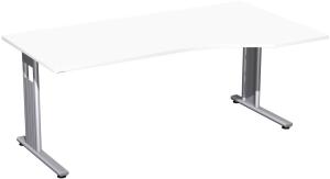 PC-Schreibtisch 'C Fuß Flex' rechts, feste Höhe 180x100x72cm, Weiß / Silber