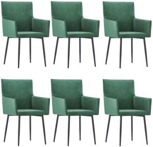 vidaXL Esszimmerstühle mit Armlehnen 6 Stk. Grün Samt