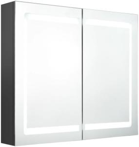 vidaXL LED-Bad-Spiegelschrank Grau 80x12x68 cm