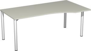 PC-Schreibtisch '4 Fuß Flex' rechts, feste Höhe 180x100x72cm, Lichtgrau / Silber