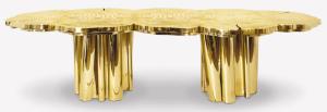 Casa Padrino Luxus Esstisch Gold 270 x 133 x H. 76 cm - Moderner massiver Metall Küchentisch - Luxus Esszimmer Möbel - Luxus Qualität