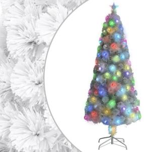 vidaXL Künstlicher Weihnachtsbaum mit LED Weiß 180 cm Glasfaser
