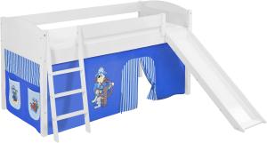 Lilokids 'Ida 4106' Spielbett 90 x 200 cm, Pirat Blau, Kiefer massiv, mit Rutsche und Vorhang