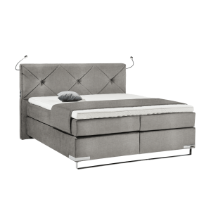 Dubai Boxspringbett | Stoff D041 grau Grobstruktur 200 x 200 cm Typ D H3 H2 Nein Nein