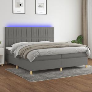 vidaXL Boxspringbett mit Matratze & LED Dunkelgrau 200x200 cm Stoff, Härtegrad: H2 [3135622]