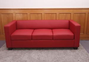 3er Sofa Couch Loungesofa Lille ~ Leder, rot