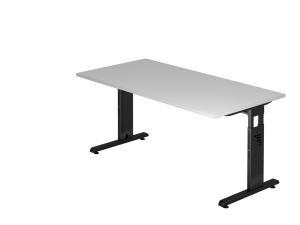 Schreibtisch OS16 C-Fuß 160x80cm Grau Gestellfarbe: Schwarz