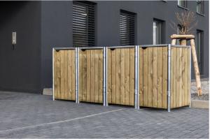Hide Holz Mülltonnenbox für 4 Mülltonnen 120 Liter | Natur | 64x242x115 cm