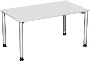 Schreibtisch '4 Fuß Flex', höhenverstellbar, 140x80cm, Lichtgrau / Silber