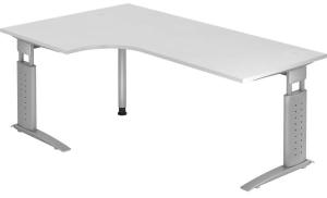Winkeltisch US82 C-Fuß 200x120cm 90° Weiß Gestellfarbe: Silber
