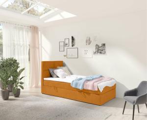 Stylefy Larni Boxspringbett Velours SORO Orange 70x200 cm