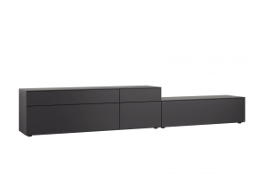 Merano Lowboard | Lack anthrazit 3533 3503 Rechts 9402 - TV-Vorbereitung inkl. Kabeldurchlass 9165 - 2 x Geräteauszugsböden, á 60 cm, T 41 cm, hinter Klappe Lowboard