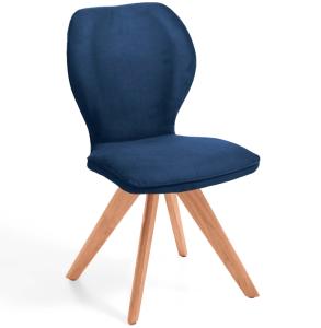 Niehoff Sitzmöbel Colorado Trend-Line Design-Stuhl Kernbuche/Polyester - 180° drehbar Nirvana dunkelblau
