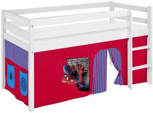 Lilokids 'Jelle' Spielbett 90 x 190 cm, Spiderman, Kiefer massiv, mit Vorhang