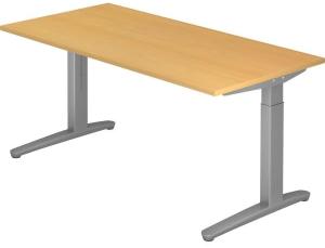 'XB16' Schreibtisch, C-Fuß, 160x80cm, Buche / Silber