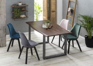 Sit Möbel Tisch 160 x 85 cm, Platte nussbaumfarbig, Gestell Roheisen matt lackiert L = 160 x B = 85 x H = 77 cm
